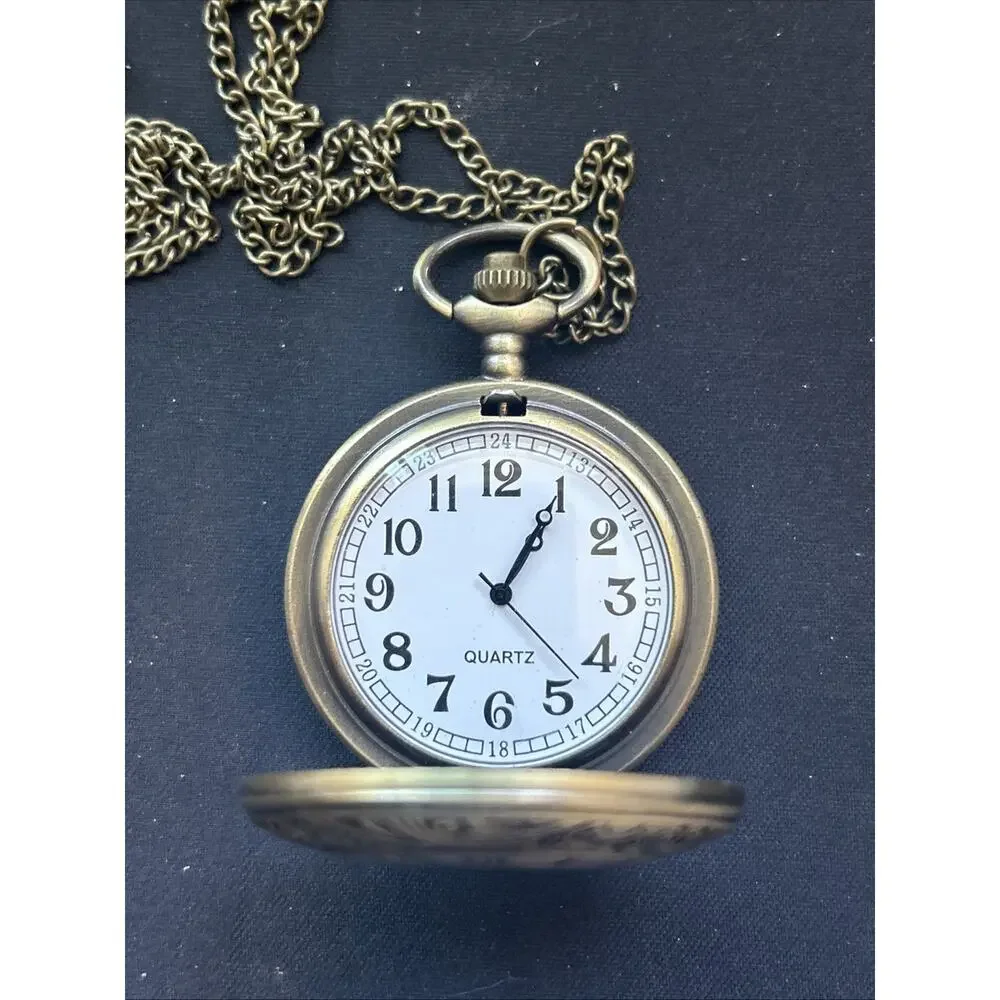 Bronze Tone Quartz Pocket Watch